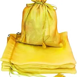 Thamboola Bags Reusable Eco-Friendly Silk Potli Bags for Puja, Party Return Gifts, Varamahalakshmi Puja Ganesh Chaturthi, Durga Puja, Diwali Pack of 5 Golden Colour-picture-42