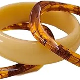 Fuschianet Accessories Cream, Shaded Thin, Resin Stackable Bangles Combo for Women and Girls Set of 3-picture-21