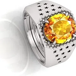 om gayatri corp 8.25 Ratti Pukhraj Stone Original Certified Yellow Sapphire Gemstone Adjustable Ring With Lab Certificate for Men and Women H-5-picture-20