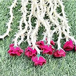 SPHINX Artificial rajnigandha Buds Rose Strings for Home Function Festive Decor Wedding haldi Ceremony Pooja Housewarming Decorations Approx 2.5 ft Height - (Dark Pink/Rani, 12 Pieces) image 1