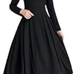 herija Black Color Full Sleeve Round Neck Fit and Flare Women Western Dress-picture-13