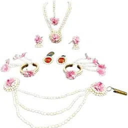 blinklove creation Pink and White Artificial Floral tagar Jewelry Set for baby shower and Bridal Function-picture-36