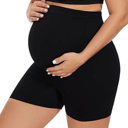 Evamomies Women's High Waist & Mid-Thigh Cotton Lycra Maternity Shorts|Pregnancy Panty|Maternity Panties Over The Belly for The Pre & Post Pregnancy-picture-1