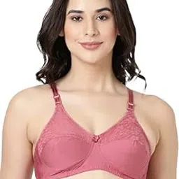 blossom Womens Double Layered Woven Cotton Semi Circle Stitch with Lace Detailing Everyday_Pleasant Bra-picture-26