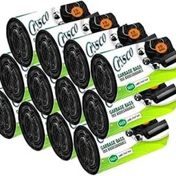Crysco Garbage Bags | Large | 180 Count | 15 Bags X 12 Rolls | 24 X 32 Inches | For Dry & Wet Waste | Black-picture-29