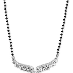 zavya 925 Sterling Silver CZ Oval Drop Rhodium Plated Mangalsutra | Gift for Women | 1 Year Plating Warranty|Rakhi Gift For Sister-picture-36