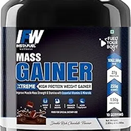 Xtreme Mass Gainer-High Protein High Calorie Weight Gainer Powder - 2.85 kg (Double Rich Chocolate) (27g Protein, 1062.58 kcal, 1.5g Creatine with Vitamins and Minerals)-picture-16