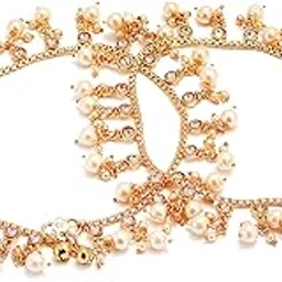zeneme American Diamond Studded High Gold Plated Copper Pair of Anklets Jewellery For Women & Girls-picture-31