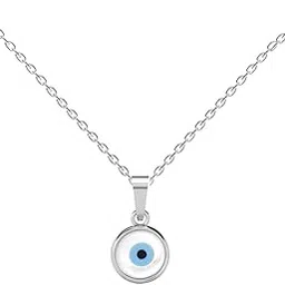 clara 925 Sterling Silver Evil Eye Pendant Necklace for Men & Women | With or Without Chain | Platinum Plated-picture-16
