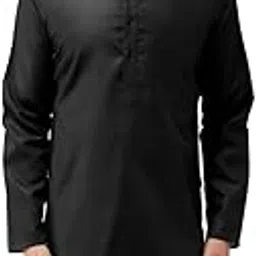 avsra Men's Cotton Blend Solid Knee Length Kurta, Regular Fit, Mandarin Collar, Long Sleeves-picture-54