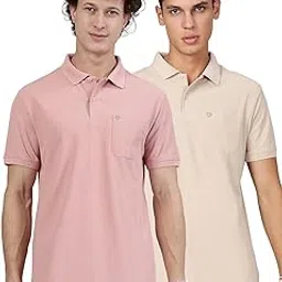 lux cozi Men's Cotton Blend Polo T-Shirt with Chest Pocket | Collar T-Shirts for Men | Half Sleeves | Plain - Regular Fit (Pack of 2)-picture-37