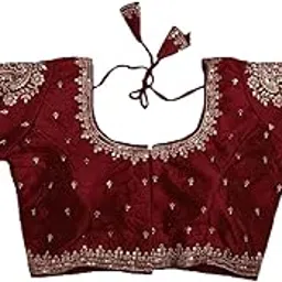 vihu fashion Womens Readymade Blouse Embroidery Golden zari Coding Sequence Thread Work Indian Ethnic Designer Half Sleeve Readymade Trendy Blouse Collection for Women Saree Lehenga Choli-picture-10