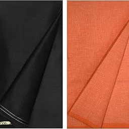 KUNDAN SULZ GWALIOR Men's Cotton Shirt & Trouser Fabric Combo Set (Black & Orange)-picture-32