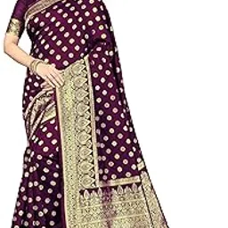 trendmalls Women's Banarasi Silk Saree with Unstitched Blouse Piece-picture-20