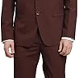 turtle Men Brick Red Polyviscose Solid Ceremonial Suit (2 Piece)-picture-27