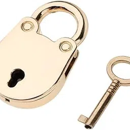 FABLOFT Vintage Padlock Mini Security Lock with Key for Diary Luggage Light Gold-image-28