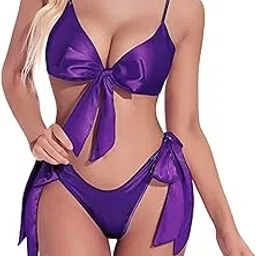pillow play Women's Sexy Bow Tie Bikini Set Brazilian High Cut Two Piece Set-picture-10