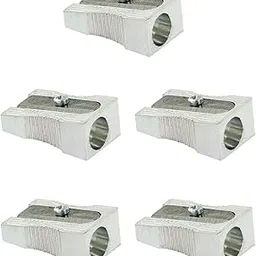 KUM Small Pencil Sharpener Magnesium Wedge Shape with Side Grooves, Silver, up to 8 mm Diameter, Pack of 5-picture-56