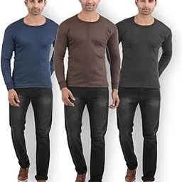 alfa Men's Round Neck Full Sleeves Thermal Top - Pack of 3 (Navy, Brown, Black)-picture-56