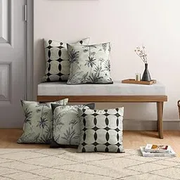 India Circus by Krsnaa Mehta Moonlit Jungle Multicolor Blended Velvet Cushion Pillow Covers Set of 5 (16 x 16 Inches)-picture-10