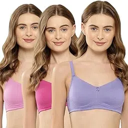leading lady Women's Solid Full Coverage Non Padded Non Wired T-Shirt Bra Pack of 3-picture-26