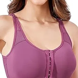 922 Women Cotton Brushed Lycra Full Coverage No Bounce, Non-Wired, Non-Padded Front Open Magic Bra with Back Support-image-4