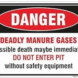 buysafetyposters.com - Danger - Deadly Manure Gases Sign In English - Eco Vinyl Sticker - (LandscapeA2, 24 inch X 18 inch, Multicolor)-picture-20