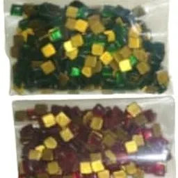 Tanjore Painting kundan Stones Square 2 MM Red and Green (100 Stones per Pack) (2 X 2)-picture-15