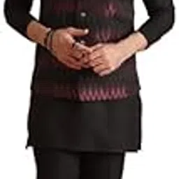 kisah Men Black Jacquard Kurta Jacket Trouser Set with Chevron-picture-30