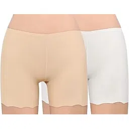 plumbury Women's/Girl's Seamless Smooth Ice Silk Boyshort Panty/Cycling Shorts/Under Skirt Shorts,Free Size (Pack of 2)-picture-29