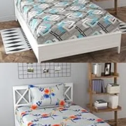 KREATOSSS Prime Collection Combo Pack of 2 Single Bedsheets (90x60 inch), 220 TC Soft Cotton-Blend, Wrinkle-Free & Long Lasting with 2 Pillow Covers (16x26 inch) (SF SS Single)-picture-39