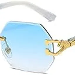 fizzoqi Retro Octagonal Sunglasses – Wood Grain & Leopard Temple, UV Protection for Men & Women image 1