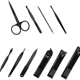 Premium manicure pedicure tool set Professional nail kit with 10 pcs stainless steel Grooming Kit tools at-home portable women travel kit Nail Cutter Acne Remover needle, Blackhead Tool-image-65