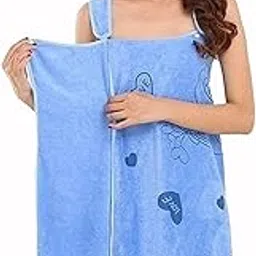 CELLEBII® Women and Girl's Elegant Soft Cotton Microfiber Magic Bath Robe Towel Dress Wrap, Wearable Bath Towel Robe – Soft Microfiber Wrap with Shoulder Straps & Button Closure (PACK OF 1) image 1
