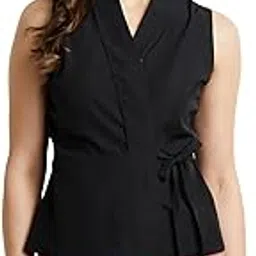 symbol premium Women's Solid Sleeveless Wrap Top (Regular Fit | Desk-to-Dinner)-picture-61