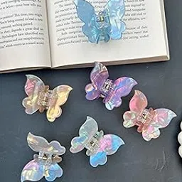 Butterfly Hair Claws Holographic Butterfly Hair Claw Clutcher for Women Girls Viral Trending Hair Clips Acrylic Hair Clips Korean Hair Accessories Gift for Girls (Pack of 2)-picture-23