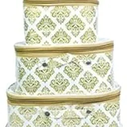 AA COLLECTION Floral Travel Cosmetic Organizer Set, 5 Round Storage Cases, Blue and Pink Rose Pattern with Purple Zippers (Multicolour 16)-picture-11