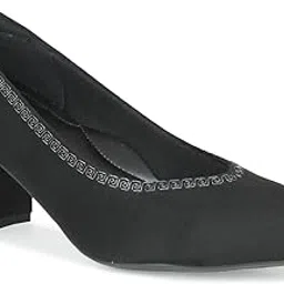 Pumps Block Heel Shoes for Womens Black-image-87