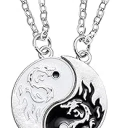 hanreshe Womens Cat Matching Necklaces Best Friend Necklaces Heart Yin Yang Friendship Necklace For 2, Metal Stainless Steel, Amazonite-picture-57