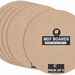 Variety Canvas 6 Piece 5" Round MDF Boards for Art and Craft, Wood Round MDF Sheets for Craft Work, DIY MDF Cutouts-image-17