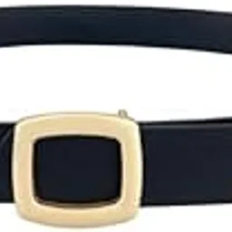 ftk Women's Simple PU Leather Belt for Jeans | Black Decorative Fashion Belt with Classic Pin Buckle image 1