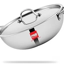PNB Kitchenmate Extra Deep Karahi with Lid - Stainless Steel Kadhai with 5-Year Warranty & Handles - 4.5L Capacity & 28cm - 3-Ply Clad Construction - Gas Compatible - Cookware for Indian Cooking-picture-13