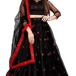 Embroidered Net Lehenga Choli with Dupatta, Purple, Traditional Wedding Wear-picture-18