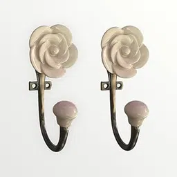 Maison Belle Ceramic Metal Wall Mounted Single Hook Hanger - Gold Antique Finish (Size 5 Inch) Pack of 2 (11.)-image-88