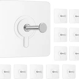 Heavy Duty Transparent Adhesive Wall Hooks – Waterproof & Reusable Utility Hooks for Kitchen, Bathroom, Living Room, and Office – No Drill Wall Hooks for Hanging Towels, Keys, Utensils (Pack of 10)-picture-32