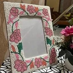 Handmade Beaded Photo Frame - 8x10 inch (Pink Floral Design)-picture-26