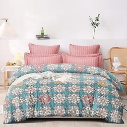 WELLFIT® Premium Soft Glace Cotton Queen Size Duvet Cover II Razai Cover II Quilt Cover II Comforter Cover with Zipper 70x100 inch [Green]-image-46