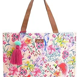 Tropical Beach Tote Bag – Large Travel Shoulder Bag with Floral Print, Vegan Leather Straps & Tassel – Summer Bag for Women | Vacation, Daily Use-image-10