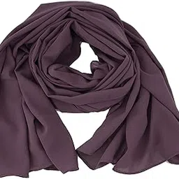 MeiSie Girls Soild Plain Chiffon Georgette Hijab Shawl | Large Chiffon Scarf for Women | Women Stole for Face Cover(Grape)-picture-20