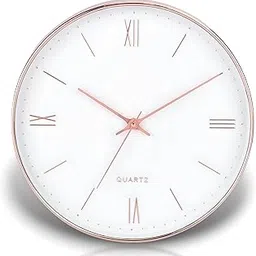 Amazon Brand - Umi 12 Inches Non Ticking Silent Quartz Round Designer Plastic Bold Number Wall Clock for Home Kitchen Bedroom Hall Living Room Office (Roman Number_Rosegold)-image-42